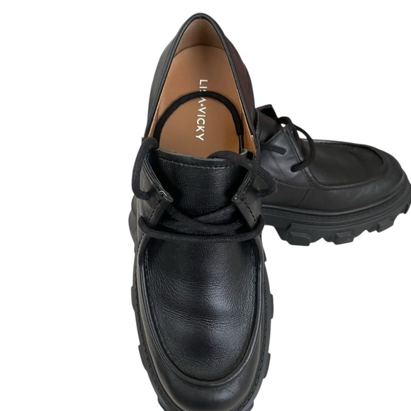 Lisa Vicky Dare Lug Sole Derby Shoes Black Vegan Leather Size 9  Chunky Platform - Picture 8 of 9